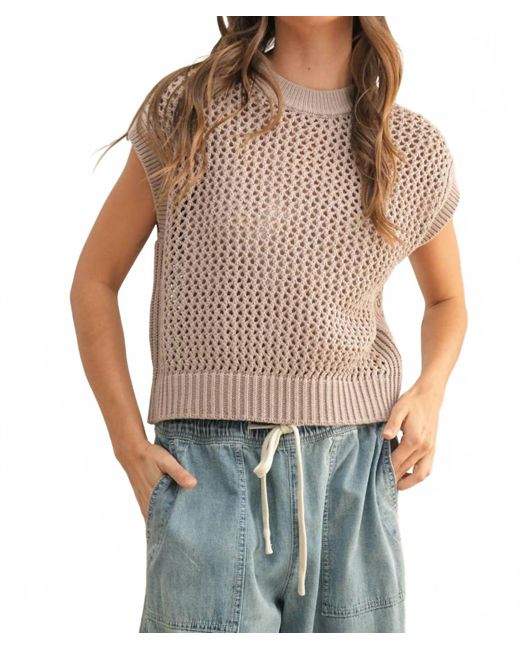 Miou Muse White Crochet Knitted Top