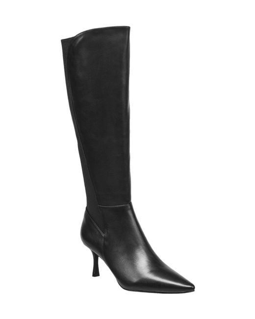 French Connection Black Logan Leather Pointed Toe Straight Boots