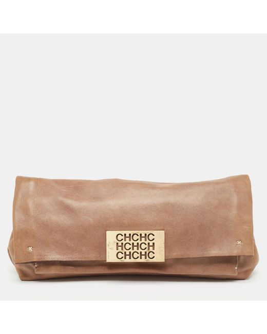 CH by Carolina Herrera Natural Leather Flap Clutch