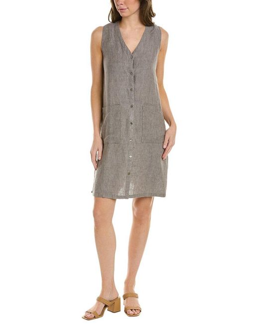 Eileen Fisher Delave Linen Dress in Gray Lyst