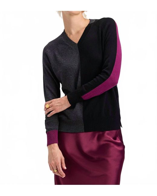 Zaket & Plover Black Split V Neck Sweater
