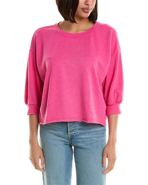 Michael Stars Red Julia Puff Sleeve Pullover