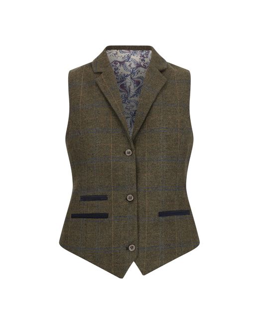 Infinity Design Tweed Oliver Tweed Infinity Leather Tailored Fit Tweed Waistcoat in Green | Lyst