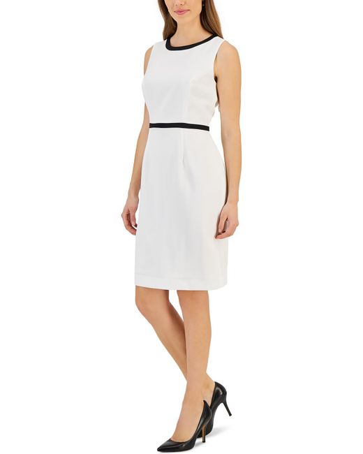 Kasper White Petites Mini Sleeveless Wear To Work Dress