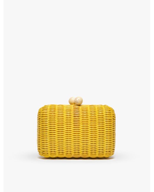 Kayu Yellow Grace Wicker Straw Clutch Bag