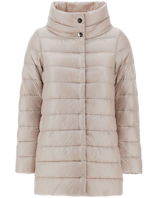 Herno Gray Amelia Polyamide Horizontal Padding Down Jacket