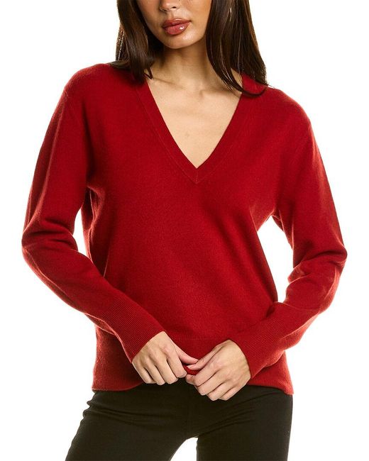 Vince Red Wool & Cashmere-blend V-neck Sweater