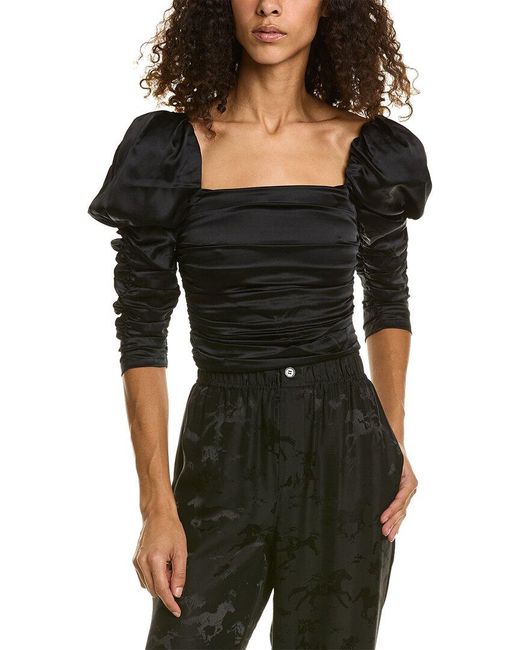 Alice + Olivia Black Alice + Olivia Katrice Silk-blend Top