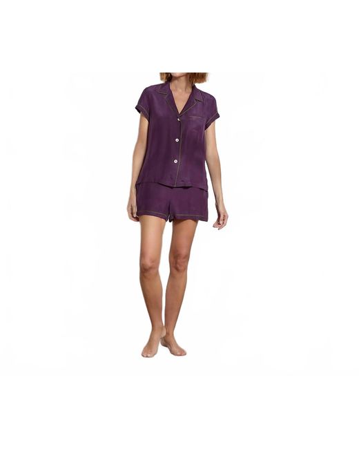 The Sleep Code Purple Washable Silk Short Pj Set