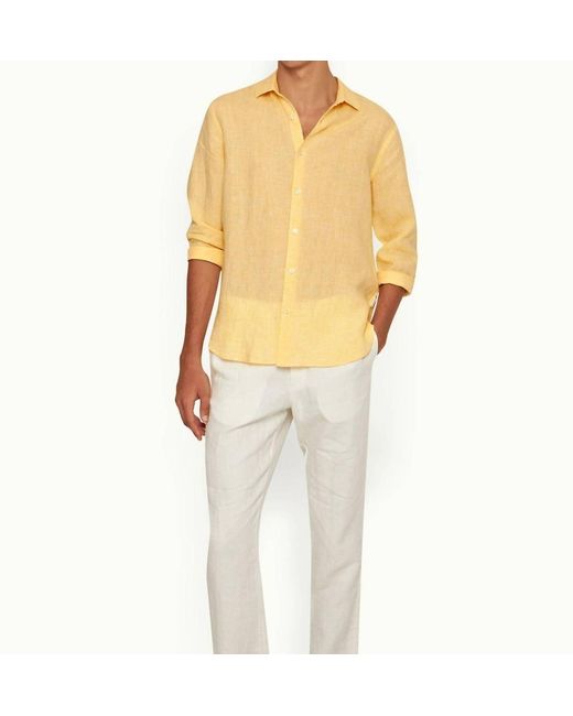 Orlebar Brown Yellow Giles Linen Shirt for men