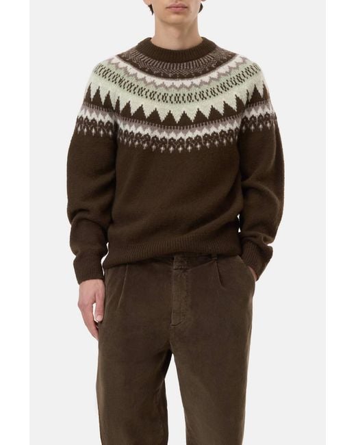 Closed Brown Wool Norwegian Sweater for men