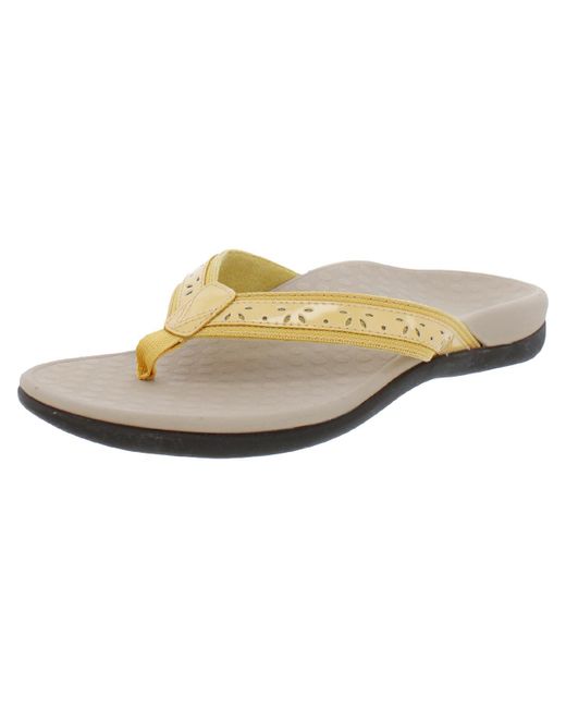 Vionic Natural Casandra Leather Orthaheel Comfort Thong Sandals