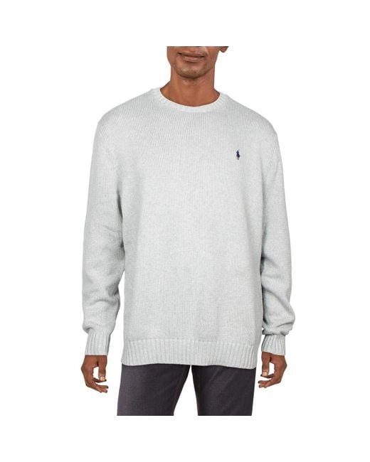 Polo Ralph Lauren Gray Heathered Ribbed Crewneck Sweater for men