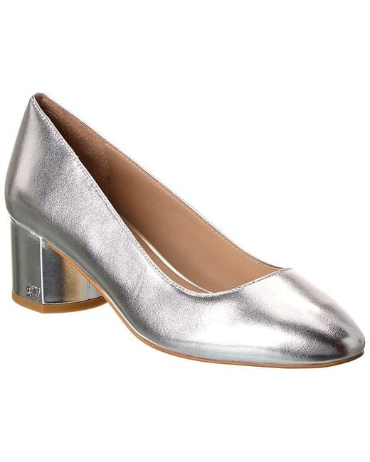 Stuart Weitzman White Bridget 50 Block Leather Pump