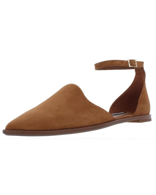 Nine West Brown Oriona Solid Suede Flats