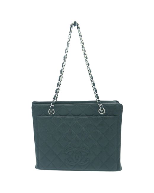 Chanel Green Shopping Leather Tote Bag (pre-owned)
