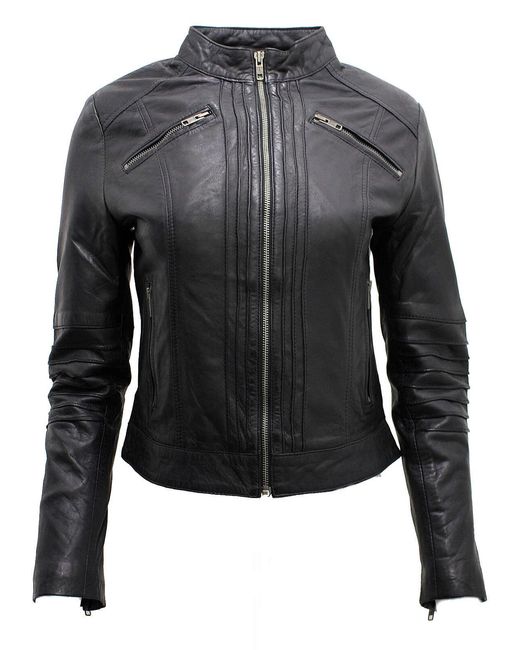 Infinity Leather Black Leather Biker Jacket-Konya