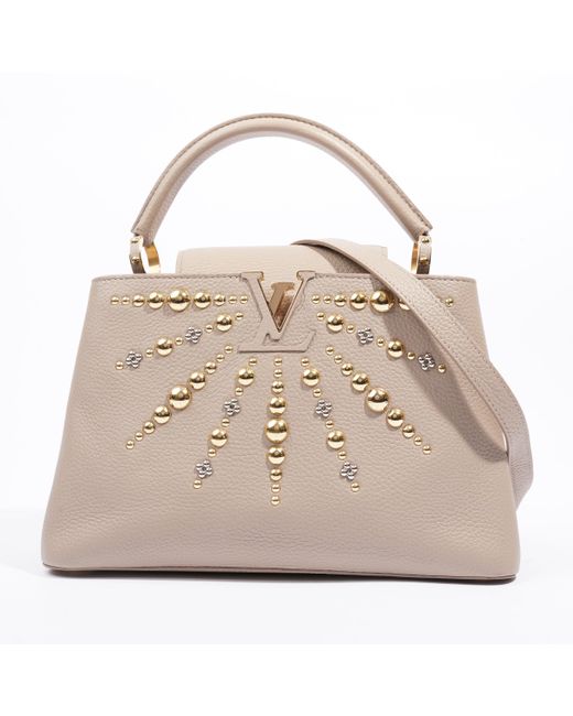 Louis Vuitton Natural Studded Capucines Pm Taurillon Leather