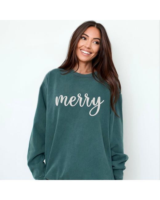 Simply Sage Market Green Embroidered Merry Cursive