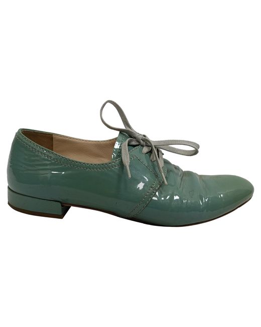 Prada Green Lace Up Oxfords for men