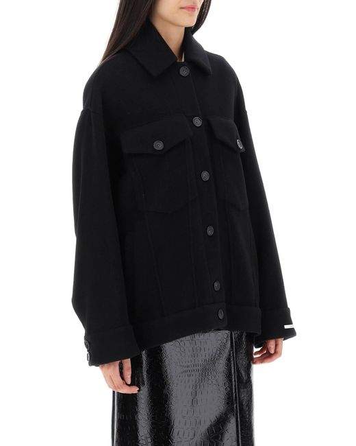 Sportmax Black Single-breasted Wool Coat