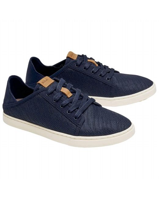 Olukai Blue Pehuea Li Mesh Lace-Up Sneaker