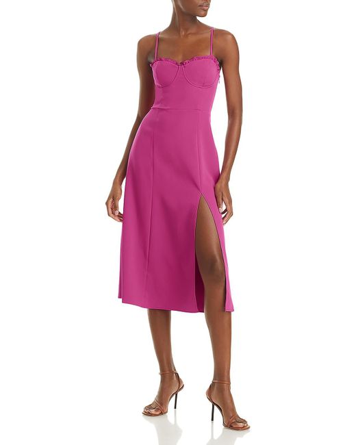 French Connection Pink Echo Ruffled Mid-calf Midi Dress