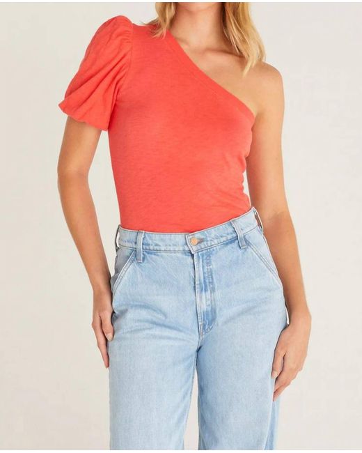 Z Supply Blue Penelope One Shoulder Top