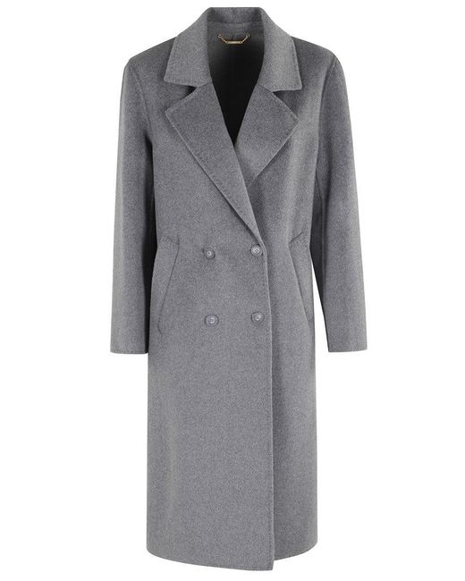 Seventy Gray Double-Breasted Coat With Classic Lapel
