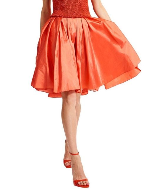 EMILY SHALANT Red Taffeta Party Skirt Light Colors