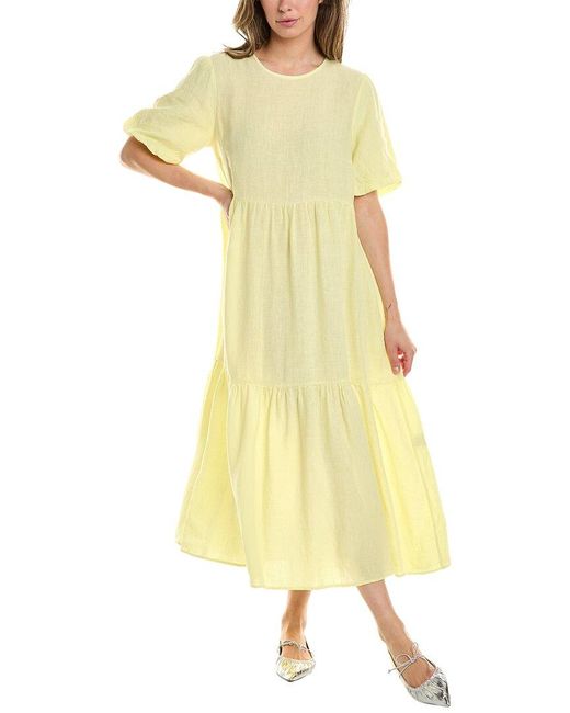 Peserico Yellow Linen Midi Dress