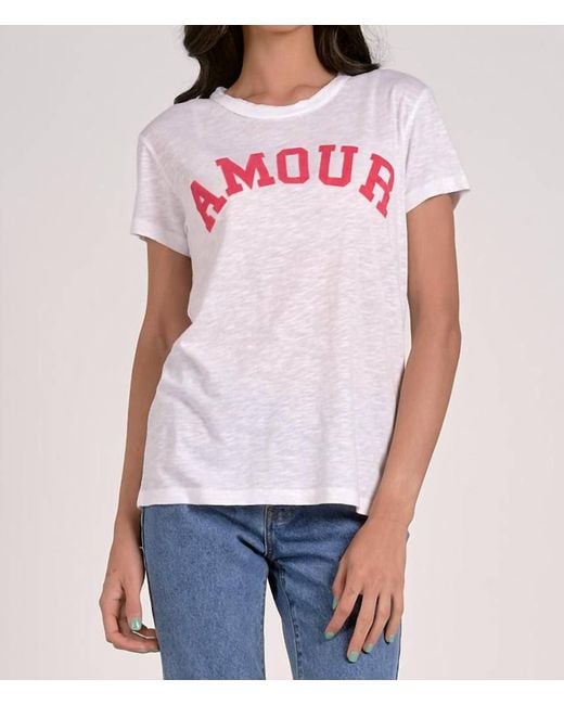 Elan White Amour Print Crew Neck Graphic Tee