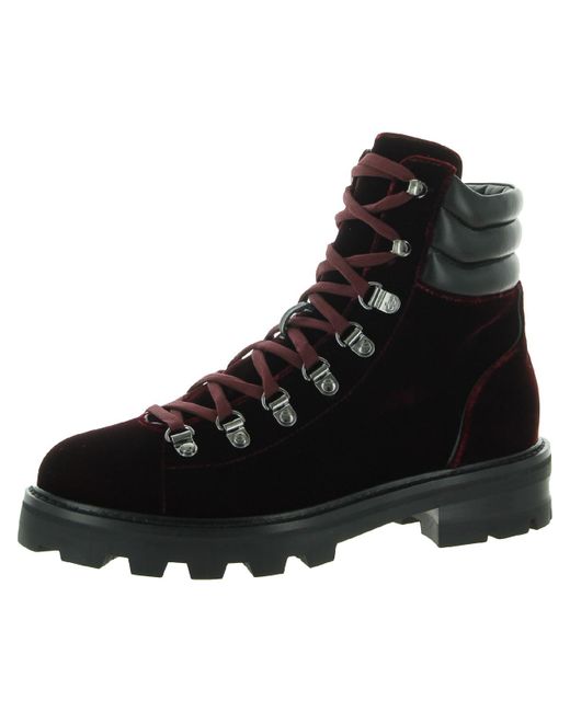 Jimmy Choo Eshe Flat Velvet Lugged Sole Hiking Boots in Black | Lyst