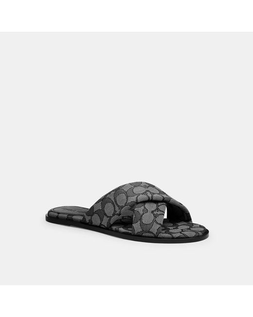 COACH Black Link Criss Cross Slide