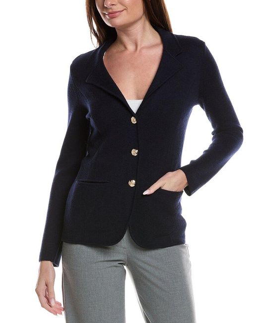 Bruno Magli Women's Black Merino Wool-Blend Sweater Blazer