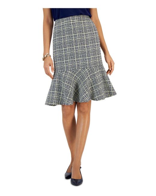 Kasper Gray Tweed Flounce Pencil Skirt