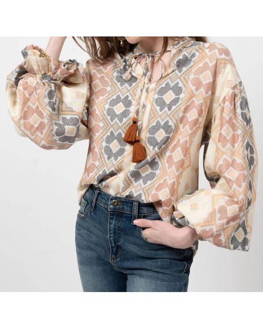 Ivy Jane Blue Balloon Sleeve Top