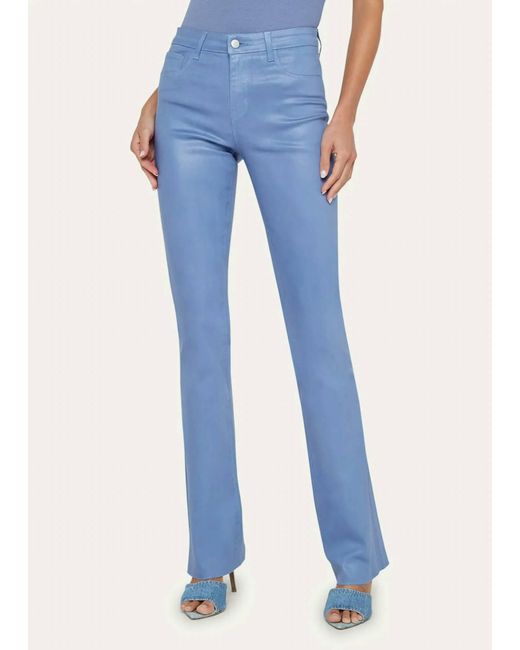 L'Agence Blue Ruth High Rise Straight Raw Hem Jeans