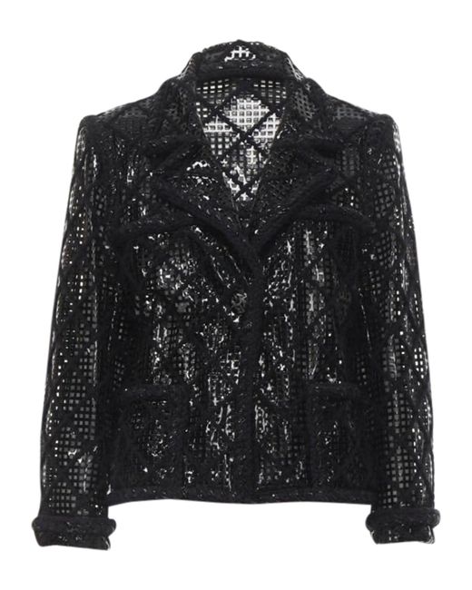 Chanel Black 15k Brasserie Gabrielle Runway Cutout Pvc Braided Tweed Jacket
