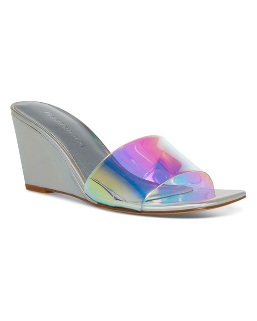 Madden Girl Blue Rayne Slip On Slide Wedge Sandals