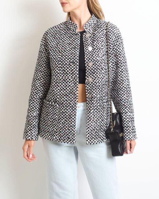 Chanel Gray 23a Multi-colour Sequin Mid Collar Tweed Jacket