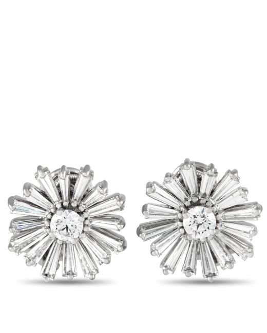 Harry Winston White Platinum 3.0ct Diamond Clip-on Flower Earrings Hw26-103123