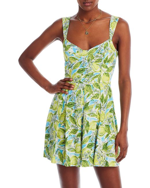 Aqua Green Linen Corset Mini Dress