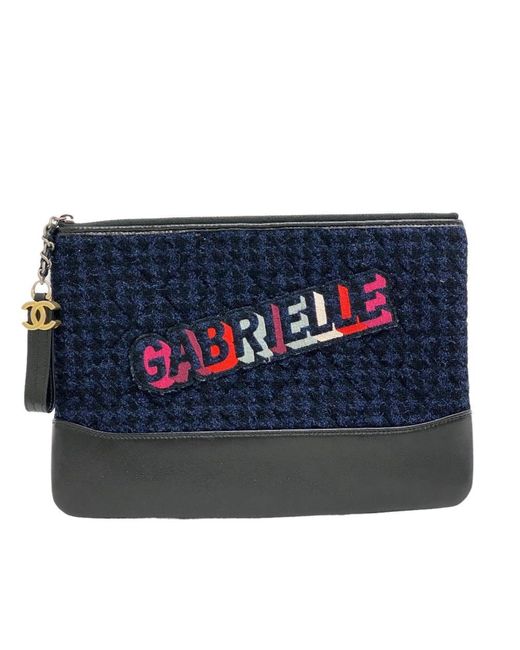 Chanel Blue Gabrielle Tweed Clutch Bag (pre-owned)