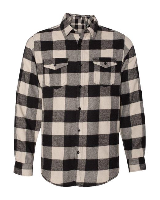 Burnside Black Yarn-Dyed Long Sleeve Flannel Shirt for men