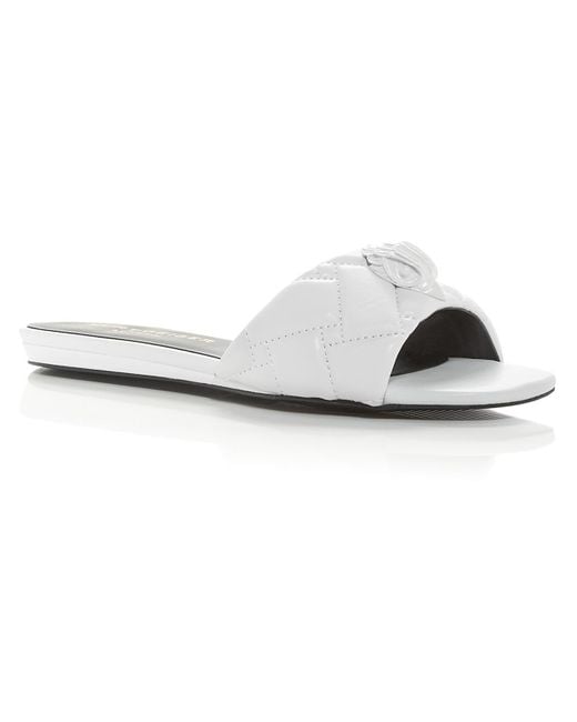 Kurt Geiger White Kensington Slip On Square Toe Slide Sandals