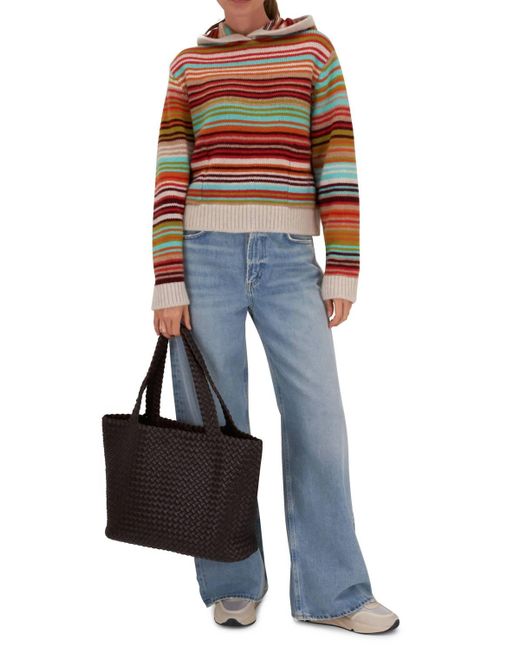 The Elder Statesman Multicolor Vista Stripe Cashmere Hoodie Sweater