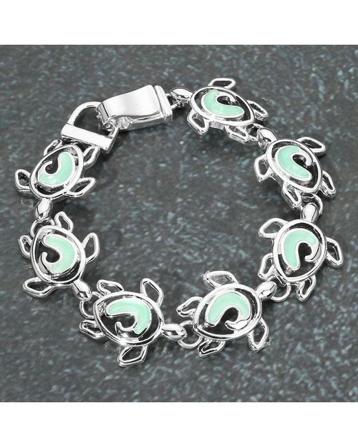 Fashnzfab Gray Sea Glass Turtle Link Magnetic Bracelet Mint