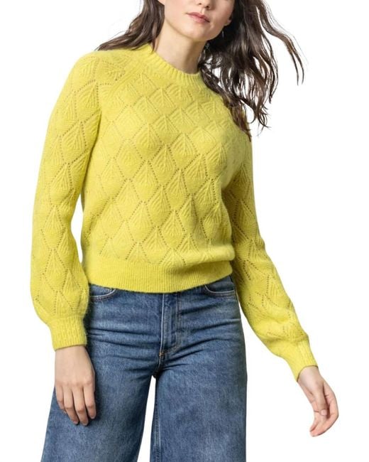 Lilla P Yellow Easy Pointelle Crewneck Sweater