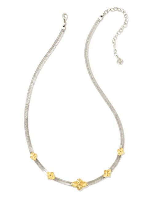 Kendra Scott White Abbie Herringbone Mixed Metals Necklace